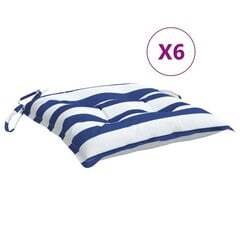 vidaXL Istuintyynyt 6 kpl sinivalkoinen raita 40x40x7 cm kangas hinta ja tiedot | Istuintyynyt, pehmusteet ja päälliset | hobbyhall.fi