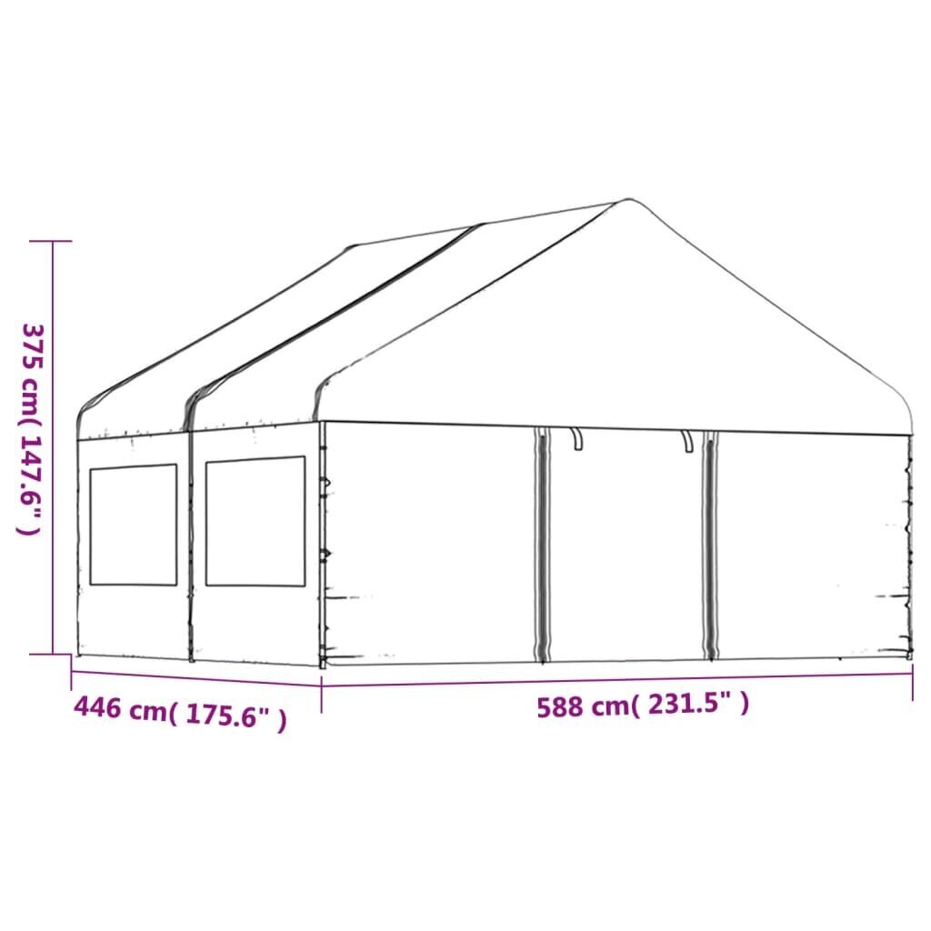 vidaXL Huvimaja katolla valkoinen 4,46x5,88x3,75 m polyeteeni hinta ja tiedot | Puutarhapaviljongit | hobbyhall.fi