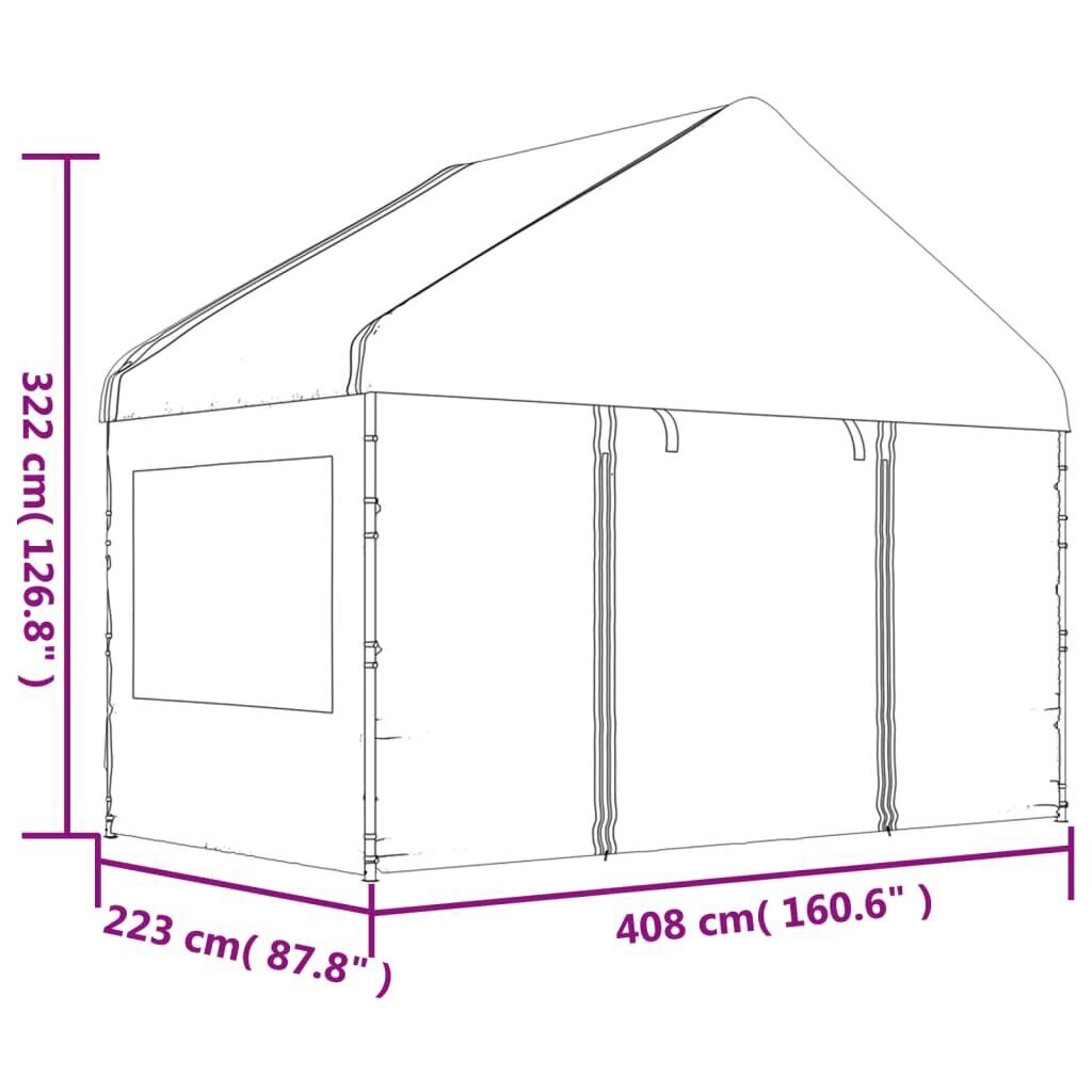vidaXL Huvimaja katolla valkoinen 11,15x4,08x3,22 m polyeteeni hinta ja tiedot | Puutarhapaviljongit | hobbyhall.fi