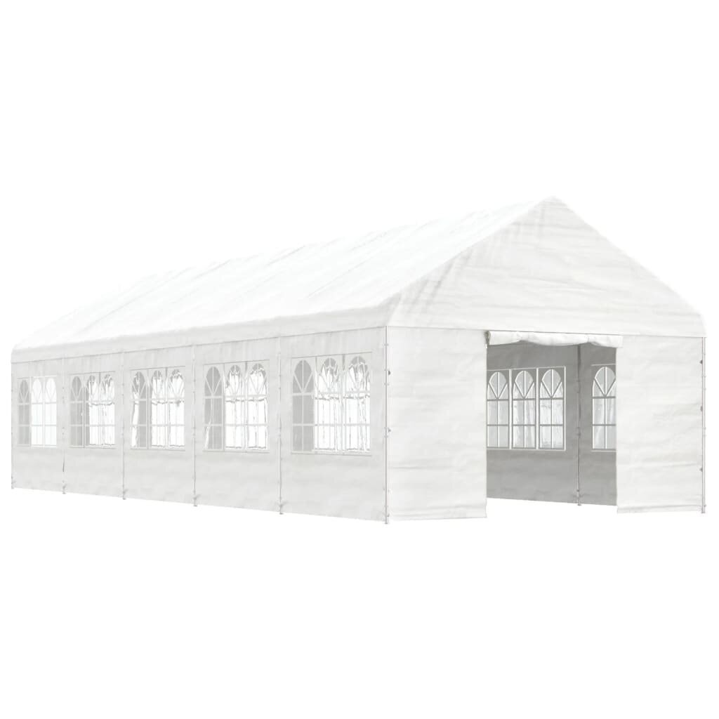 vidaXL Huvimaja katolla valkoinen 11,15x4,08x3,22 m polyeteeni hinta ja tiedot | Puutarhapaviljongit | hobbyhall.fi