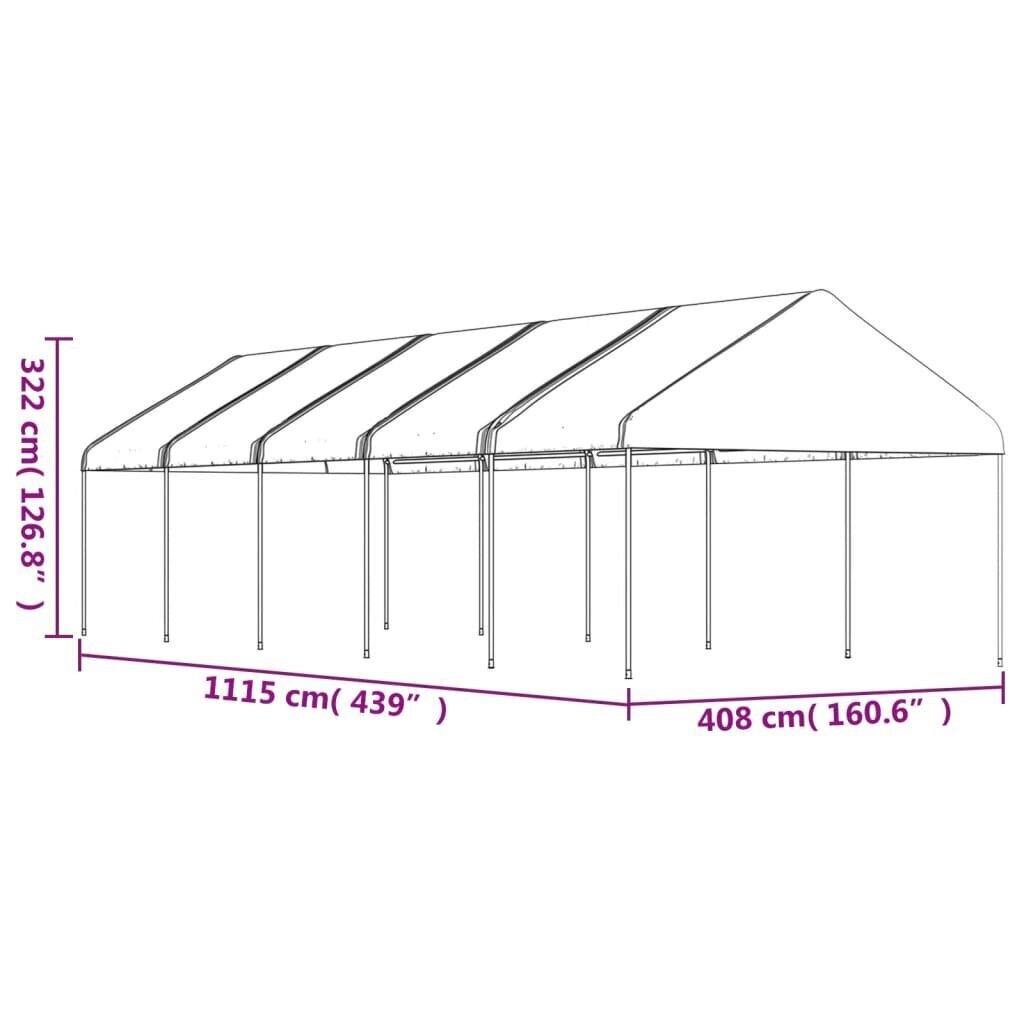 vidaXL Huvimaja katolla valkoinen 11,15x4,08x3,22 m polyeteeni hinta ja tiedot | Puutarhapaviljongit | hobbyhall.fi