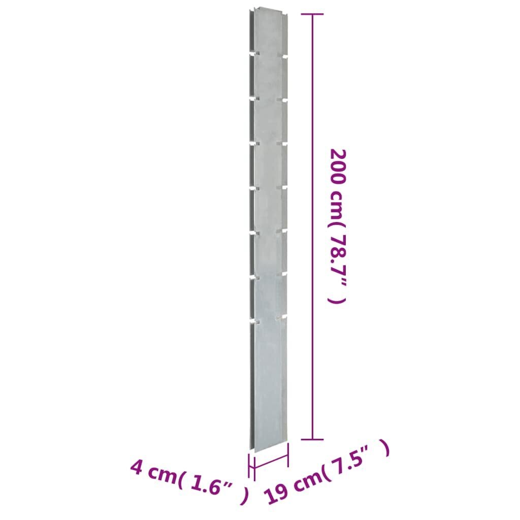 vidaXL Puutarha-aitatolpat 10 kpl hopea 200 cm galvanoitu teräs hinta ja tiedot | Aidat ja tarvikkeet | hobbyhall.fi