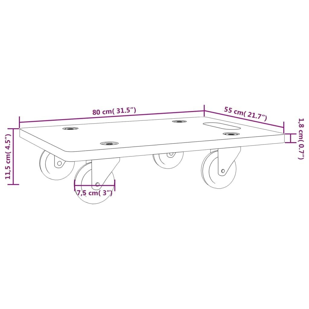 vidaXL Kuljetusalustat 2 kpl suorakaide 80x55x11,5 cm hinta ja tiedot | Lisätarvikkeet autoiluun | hobbyhall.fi