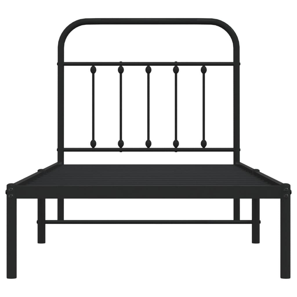 vidaXL Metallinen sängynrunko päädyllä musta 90x190 cm hinta ja tiedot | Sängyt | hobbyhall.fi