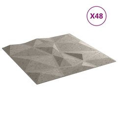 vidaXL Seinäpaneelit 48 kpl betoninharmaa 50x50 cm EPS 12 m² timantti hinta ja tiedot | Sisustuspaneelit | hobbyhall.fi