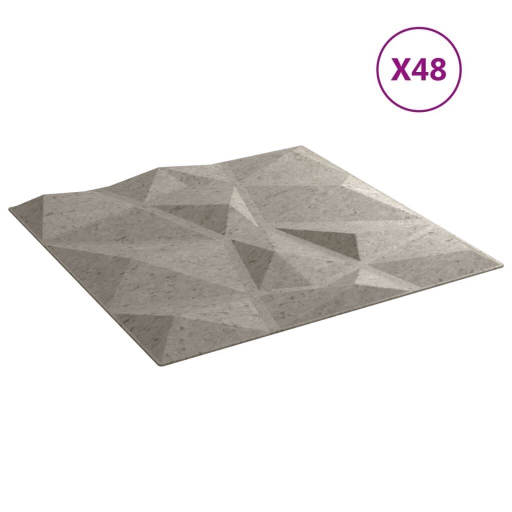 vidaXL Seinäpaneelit 48 kpl betoninharmaa 50x50 cm EPS 12 m² timantti hinta ja tiedot | Sisustuspaneelit | hobbyhall.fi