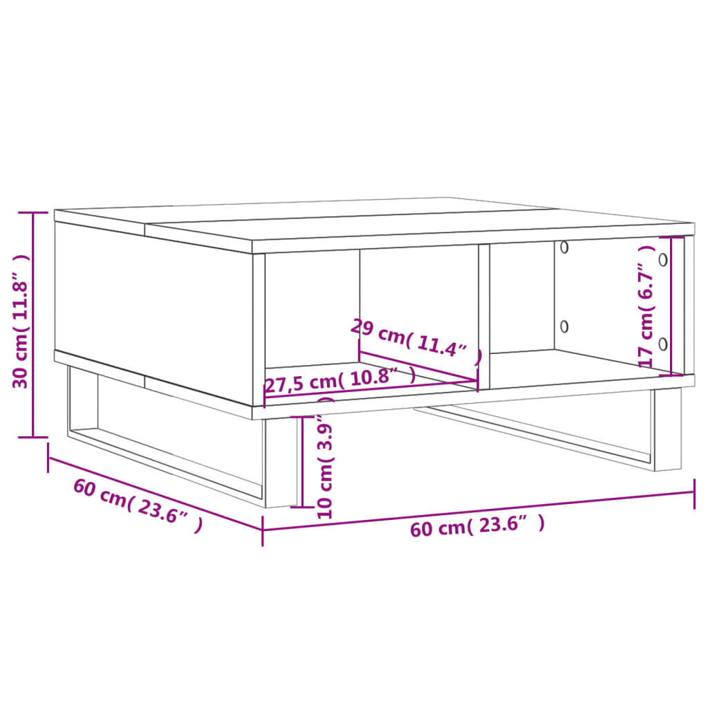 vidaXL Sohvapöytä valkoinen 60x60x30 cm tekninen puu hinta ja tiedot | Sohvapöydät | hobbyhall.fi