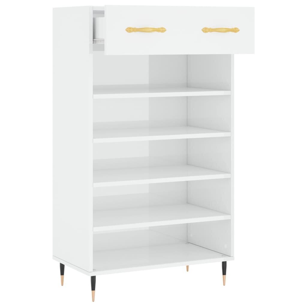 vidaXL Kenkäkaappi korkeakiilto valkoinen 60x35x105 cm tekninen puu hinta ja tiedot | Kenkäkaapit ja -hyllyt | hobbyhall.fi