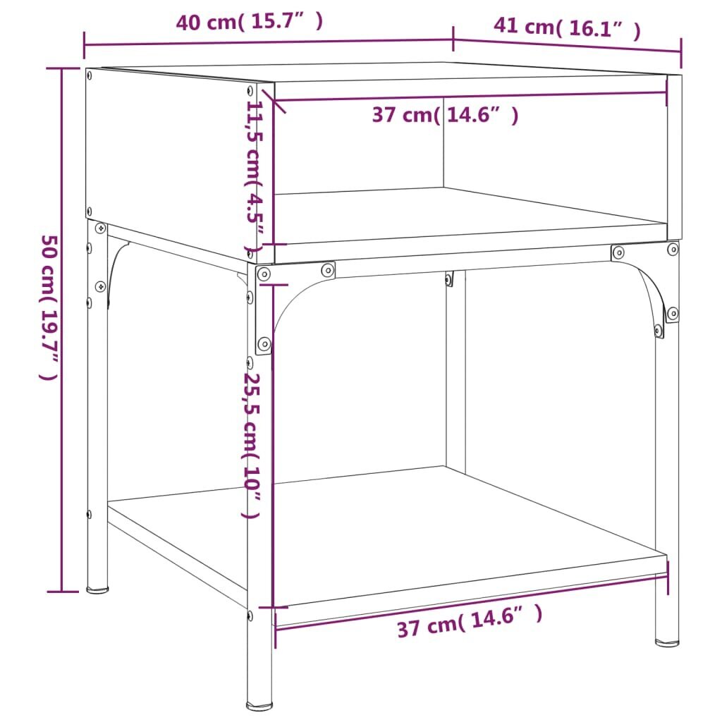 vidaXL Yöpöydät 2 kpl musta 40x41x50 cm tekninen puu hinta ja tiedot | Yöpöydät | hobbyhall.fi