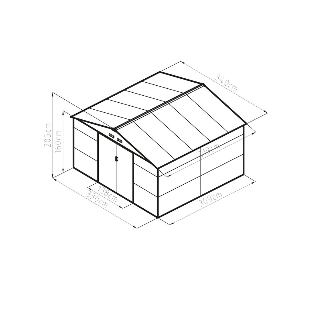 G21 puutarhavaja GAH 1085 - 340 x 319 cm, harmaa 63900571 hinta ja tiedot | Piharakennukset | hobbyhall.fi