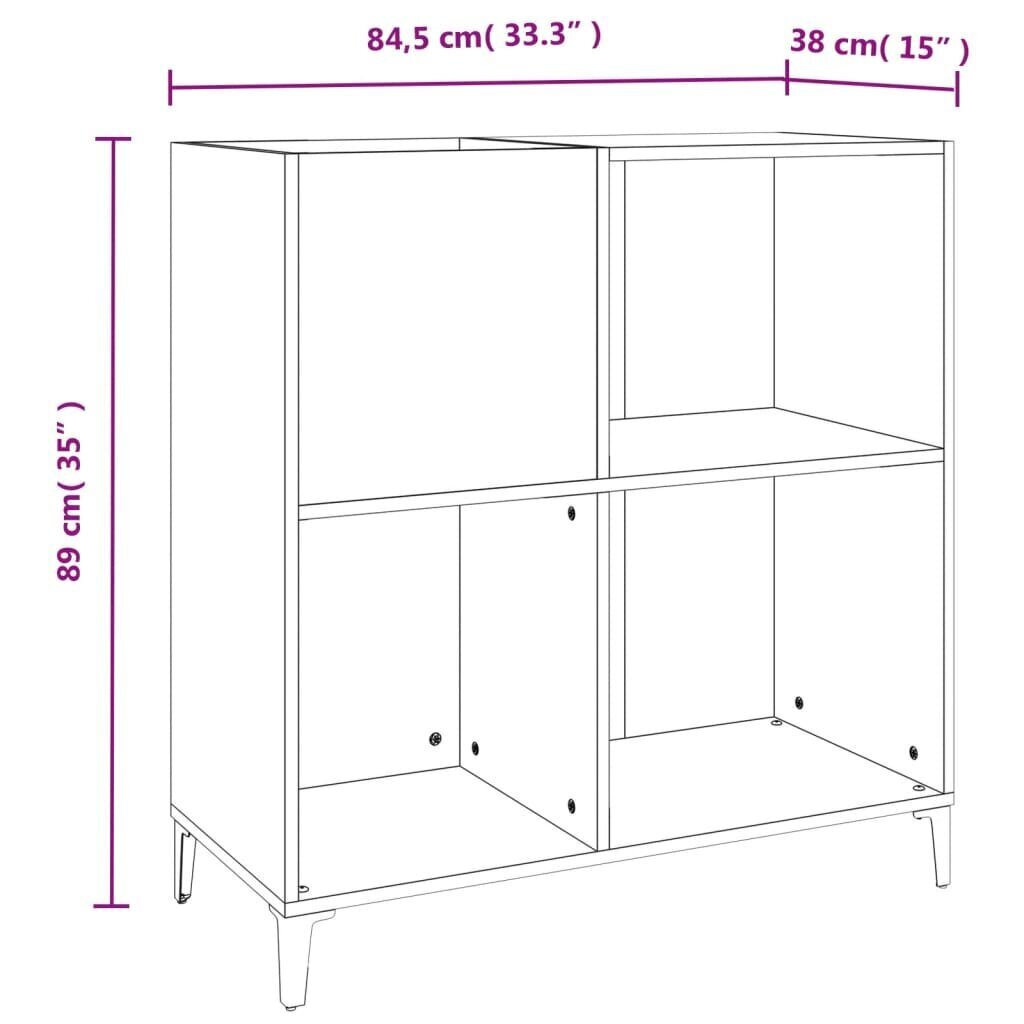 vidaXL LP-levyjen säilytyskaappi savutammi 84,5x38x89 cm tekninen puu hinta ja tiedot | Kaapit | hobbyhall.fi