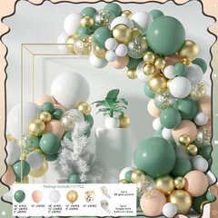 Ilmapallosetti Sage Green Arch Set Mix (117 kpl) hinta ja tiedot | Ilmapallot | hobbyhall.fi