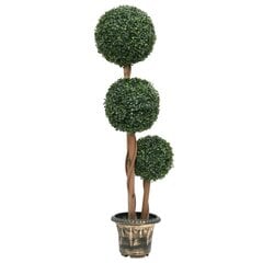 vidaXL Tekokasvi puksipuu ruukulla pallonmuotoinen vihreä 119 cm hinta ja tiedot | Keinotekoiset kukat | hobbyhall.fi