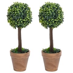 vidaXL Keinotekoinen puksipuukasvi ruukussa 2 kpl vihreä pallo 33 cm hinta ja tiedot | Keinotekoiset kukat | hobbyhall.fi