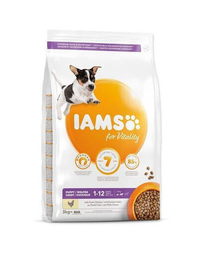 Iams ProActive Health pienille ja keskikokoisille koiranpennuille kanaa, 3 kg hinta ja tiedot | Koiran kuivaruoka | hobbyhall.fi