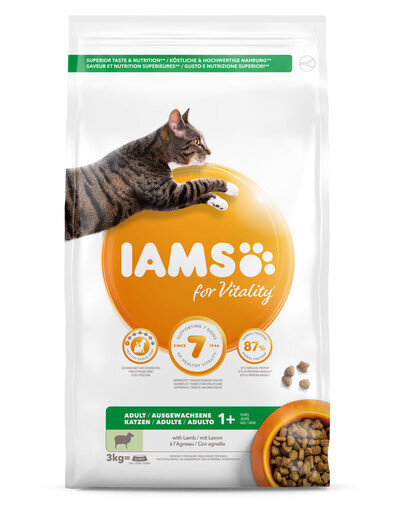 Iams for Vitality aikuisille kissoille, lampaanlihaa, 3 kg hinta ja tiedot | Kissan kuivaruoka | hobbyhall.fi