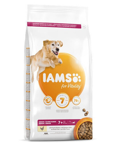 Iams For Vitality vanhemmille suurirotuisille koirille, kanaa, 3 kg hinta ja tiedot | Koiran kuivaruoka | hobbyhall.fi