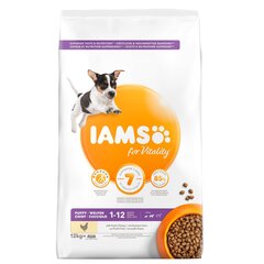 Iams ProActive Health pienille ja keskikokoisille koiranpennuille, kanaa, 12 kg hinta ja tiedot | Koiran kuivaruoka | hobbyhall.fi