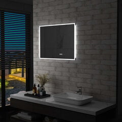 vidaXL Kylpyhuoneen LED-peili kosketussensorilla ja kellolla 80x60 cm hinta ja tiedot | Peilit | hobbyhall.fi