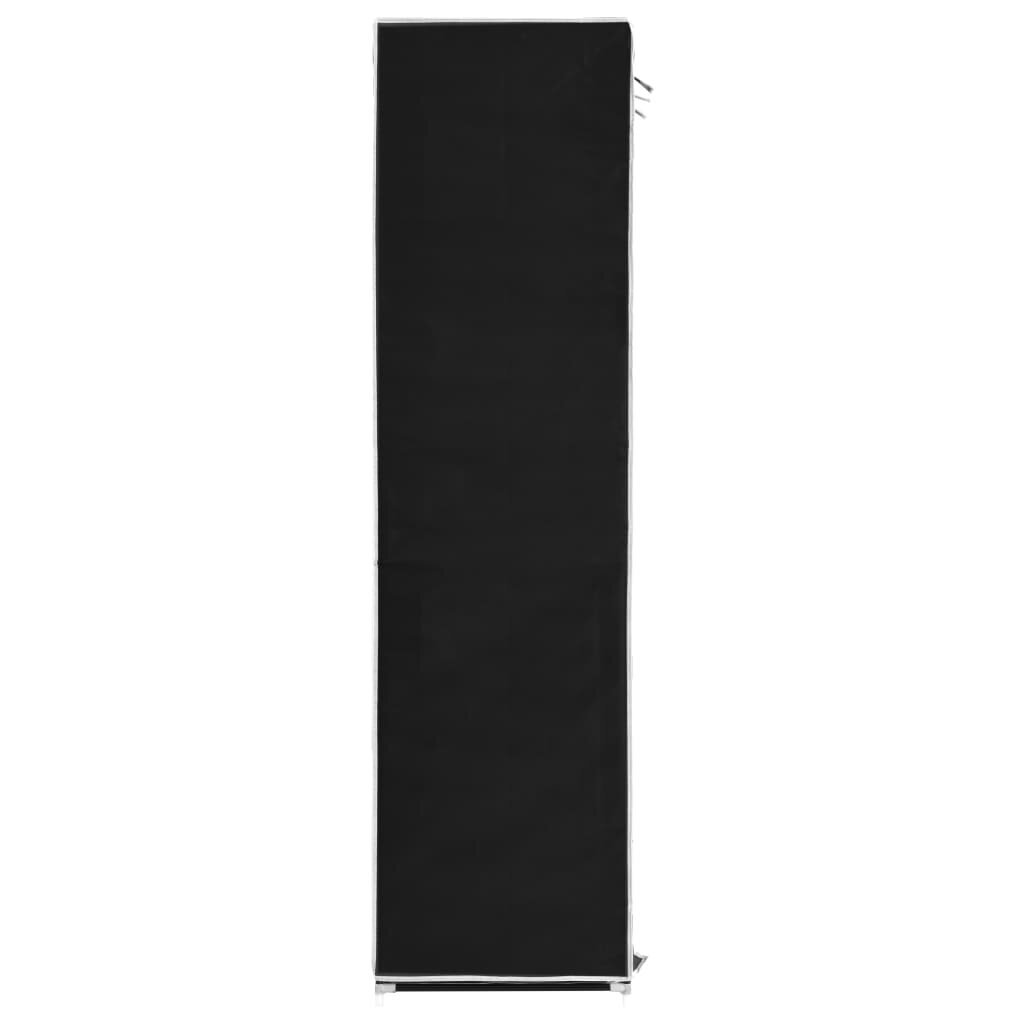 vidaXL Vaatekaappi lokeroilla ja tangoilla kangas 150x45x175 cm musta hinta ja tiedot | Kaapit | hobbyhall.fi