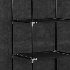 vidaXL Vaatekaappi lokeroilla ja tangoilla kangas 150x45x175 cm musta hinta ja tiedot | Kaapit | hobbyhall.fi