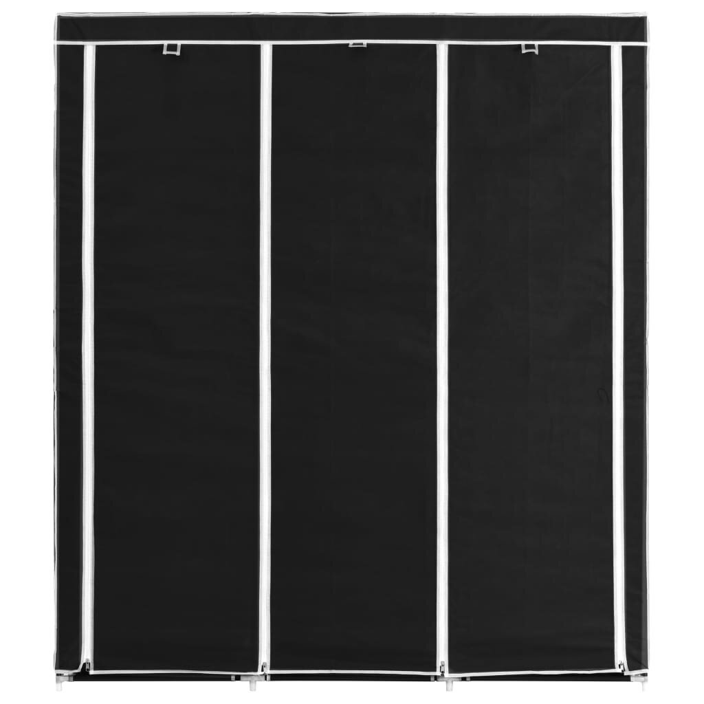 vidaXL Vaatekaappi lokeroilla ja tangoilla kangas 150x45x175 cm musta hinta ja tiedot | Kaapit | hobbyhall.fi