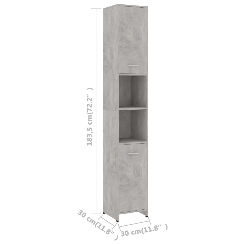 vidaXL Kylpyhuonekaappi betoninharmaa 30x30x183,5 cm lastulevy hinta ja tiedot | Kylpyhuonekaapit | hobbyhall.fi