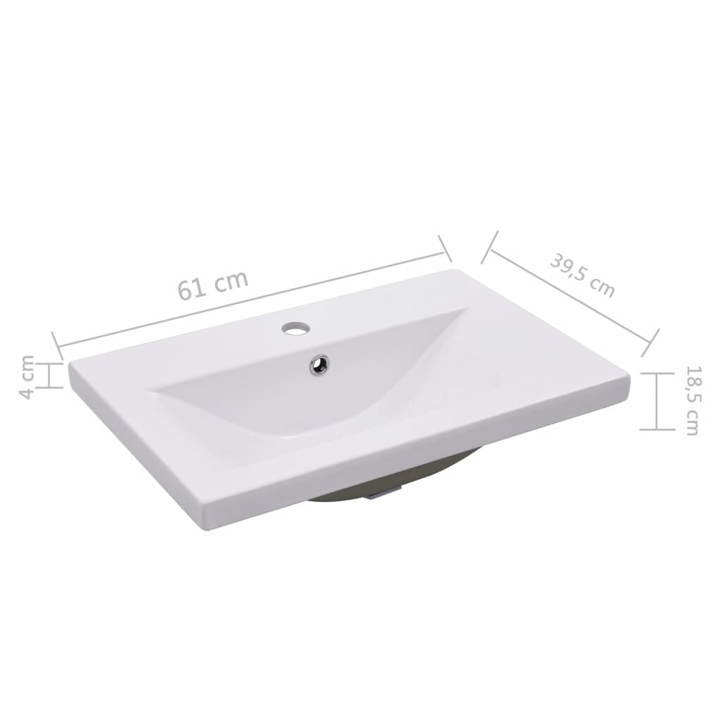 vidaXL Sisäänrakennettu pesuallas 61x39,5x18,5 cm keraaminen valkoinen hinta ja tiedot | Pesualtaat | hobbyhall.fi