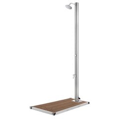 vidaXL Puutarhasuihku ruskealla alustalla 220 cm ruostumaton teräs hinta ja tiedot | Uima-allastarvikkeet | hobbyhall.fi