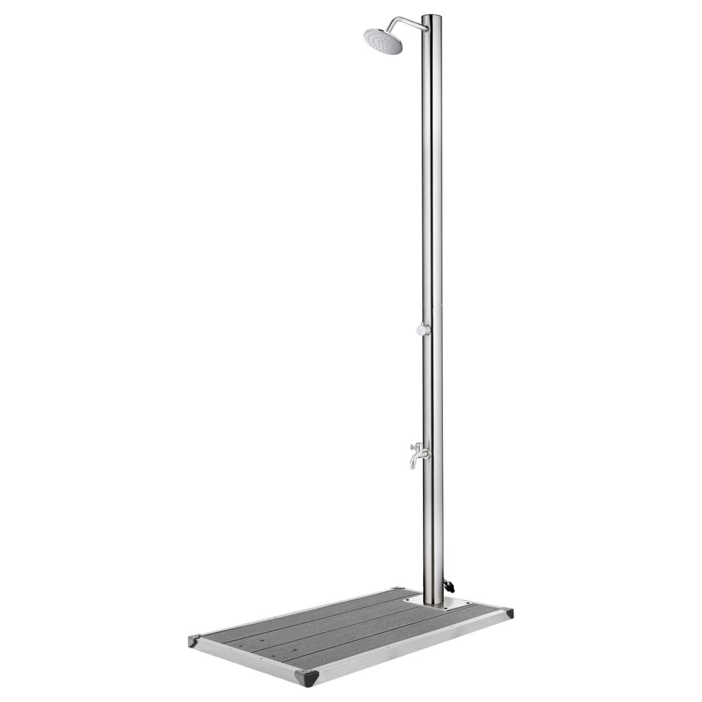 vidaXL Puutarhasuihku harmaalla alustalla 220 cm ruostumaton teräs hinta ja tiedot | Uima-allastarvikkeet | hobbyhall.fi