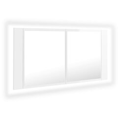 vidaXL Kylpyhuoneen LED peilikaappi korkeak. valk. 90x12x45 cm akryyli hinta ja tiedot | Kylpyhuonekaapit | hobbyhall.fi