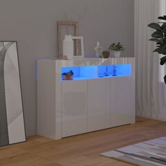 vidaXL Senkki LED-valoilla korkeakiilto valkoinen 115,5x30x75 cm hinta ja tiedot | Olohuoneen kaapit ja lipastot | hobbyhall.fi