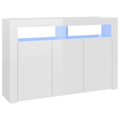 vidaXL Senkki LED-valoilla korkeakiilto valkoinen 115,5x30x75 cm hinta ja tiedot | Olohuoneen kaapit ja lipastot | hobbyhall.fi