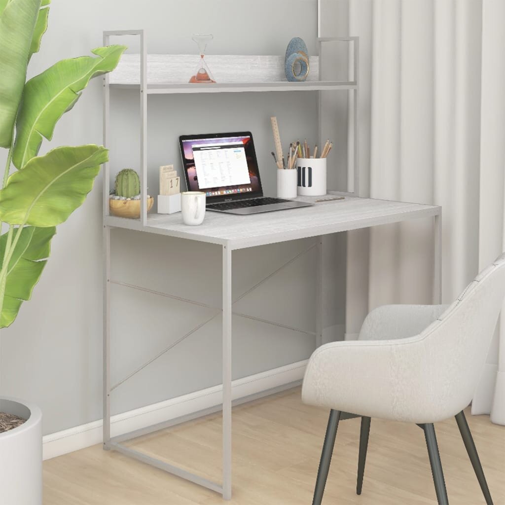 vidaXL Tietokonepöytä valkoinen 110x60x138 cm lastulevy hinta ja tiedot | Tietokonepöydät ja työpöydät | hobbyhall.fi
