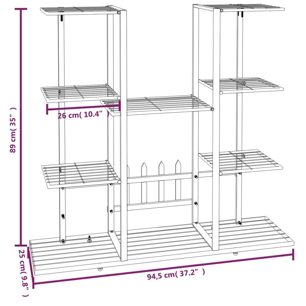 vidaXL Kukkateline 94,5x25x89 cm musta rauta hinta ja tiedot | Kukkatelineet ja kukkapöydät | hobbyhall.fi