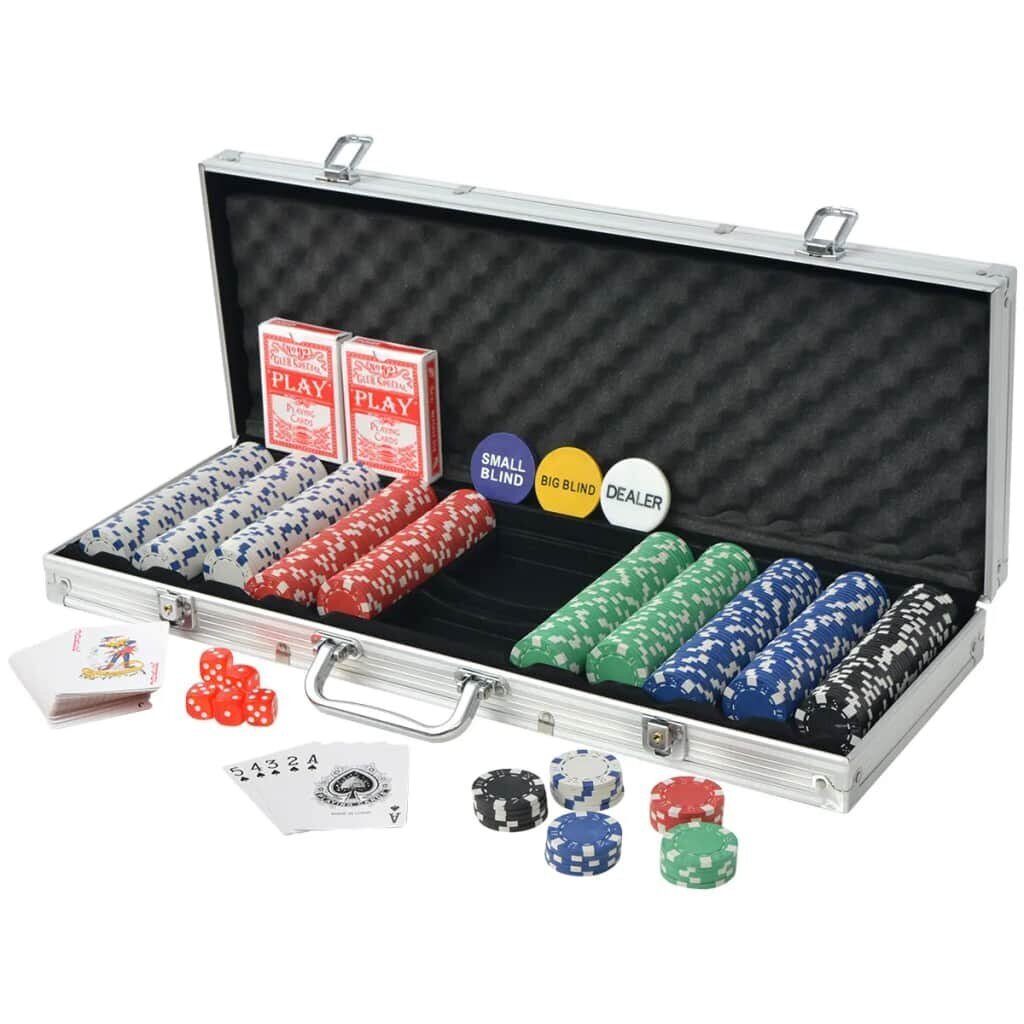 vidaXL Pokerisarja, jossa 500 Pelimerkkiä Alumiini hinta ja tiedot | Korttipelit, pokeri | hobbyhall.fi