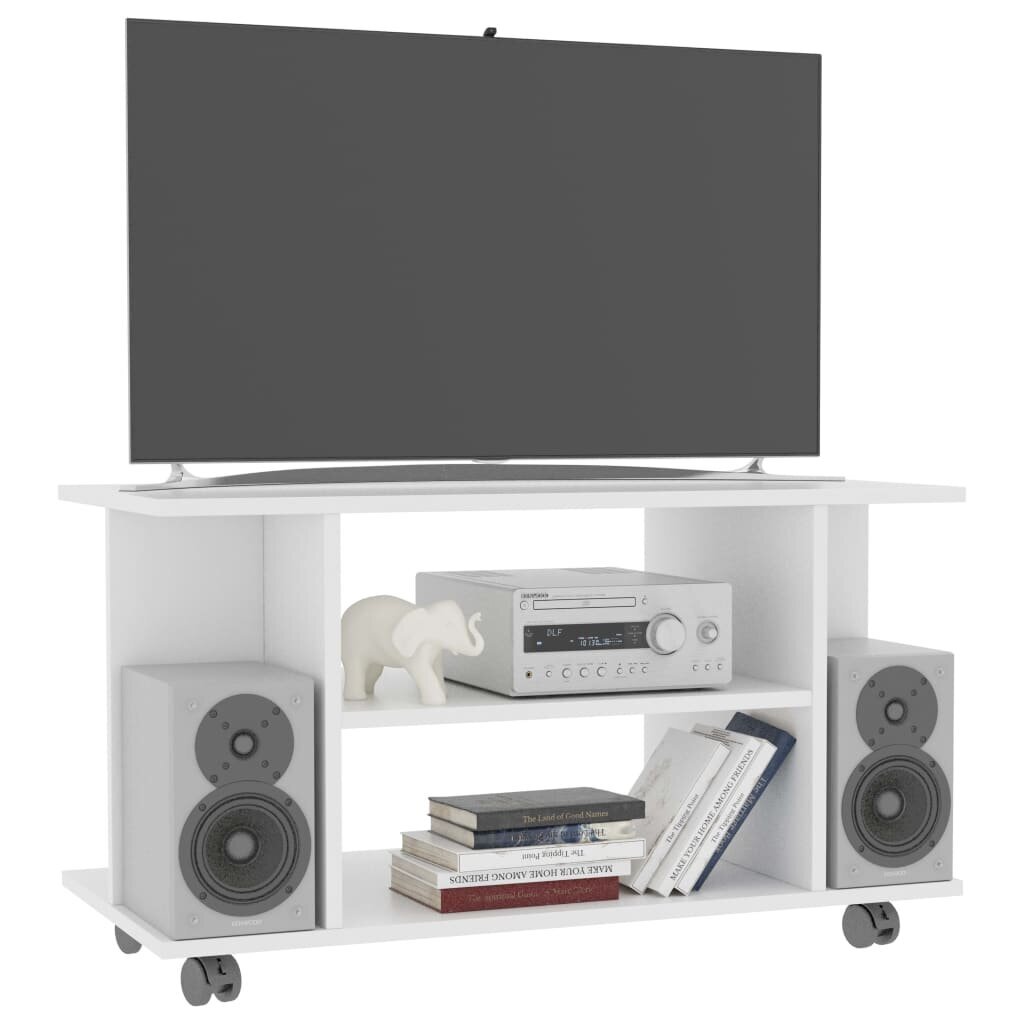 vidaXL TV-taso rullapyörillä valkoinen 80x40x45 cm tekninen puu hinta ja tiedot | TV-tasot | hobbyhall.fi
