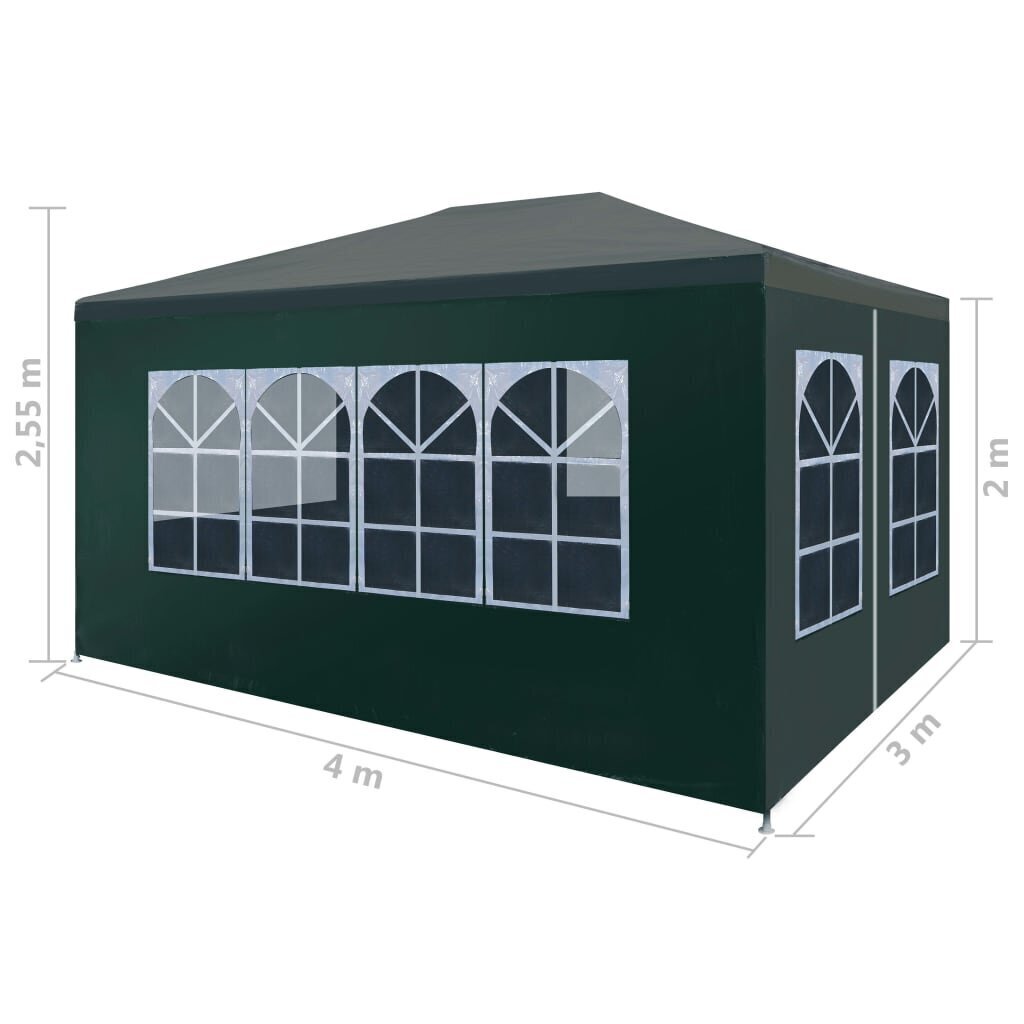 vidaXL Juhlateltta 3x4 m vihreä hinta ja tiedot | Puutarhapaviljongit | hobbyhall.fi