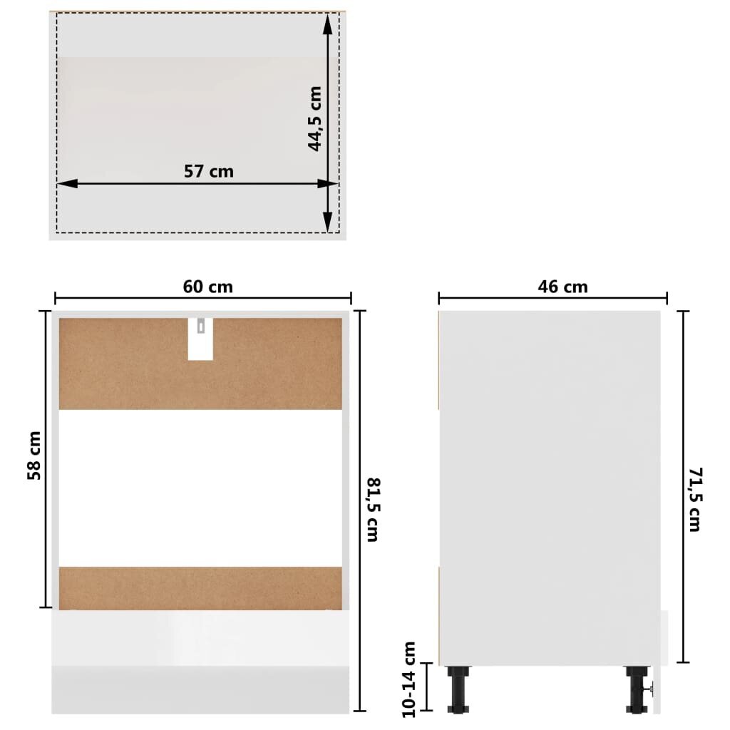 vidaXL Uunikaappi korkeakiilto valkoinen 60x46x81,5 cm lastulevy hinta ja tiedot | Keittiön kaapit | hobbyhall.fi