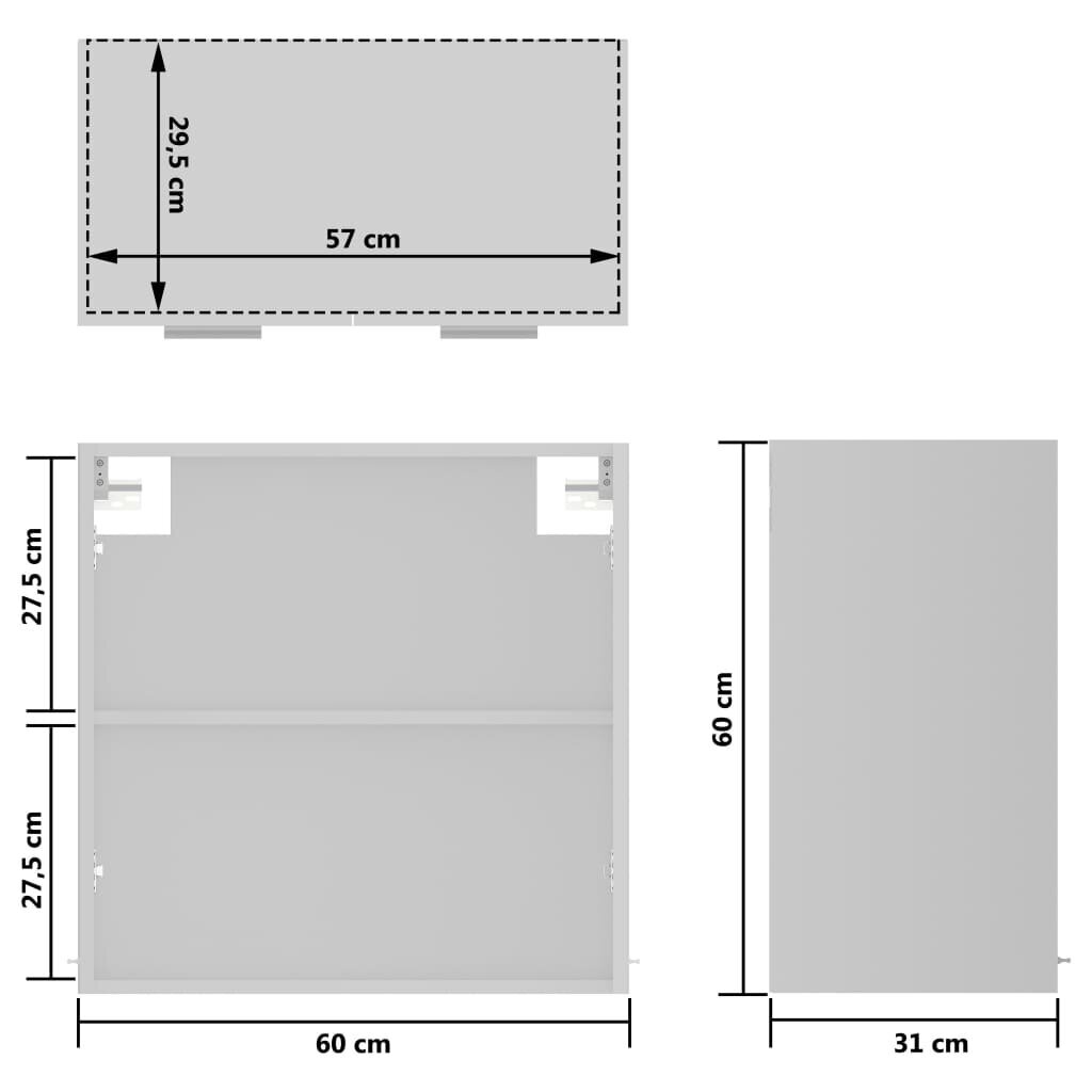 vidaXL Seinäkaappi lasilla valkoinen 60x31x60 cm lastulevy hinta ja tiedot | Keittiön kaapit | hobbyhall.fi