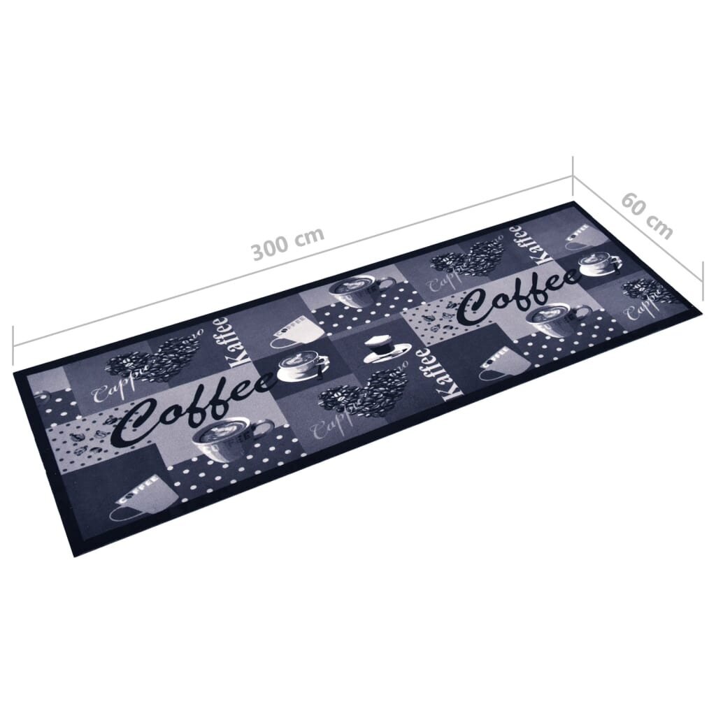 vidaXL Keittiön pestävä lattiamatto Coffee sininen 60x300 cm hinta ja tiedot | Isot matot | hobbyhall.fi