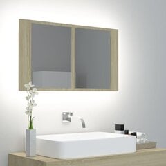 vidaXL Kylpyhuoneen LED peilikaappi Sonoma-tammi 80x12x45 cm akryyli hinta ja tiedot | Kylpyhuonekaapit | hobbyhall.fi