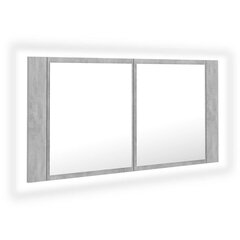 vidaXL Kylpyhuoneen LED peilikaappi betoninharmaa 90x12x45 cm akryyli hinta ja tiedot | Kylpyhuonekaapit | hobbyhall.fi