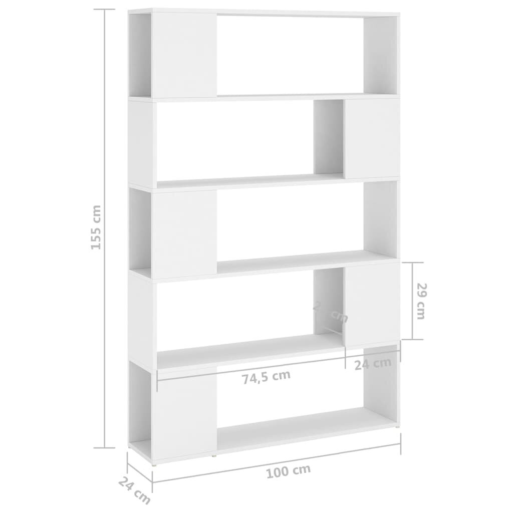 vidaXL Kirjahylly/tilanjakaja valkoinen 100x24x155 cm lastulevy hinta ja tiedot | Hyllyt | hobbyhall.fi