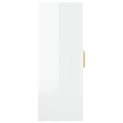 vidaXL Riippuva seinäkaappi korkeakiilto valkoinen 69,5x34x90 cm hinta ja tiedot | Olohuoneen kaapit ja lipastot | hobbyhall.fi