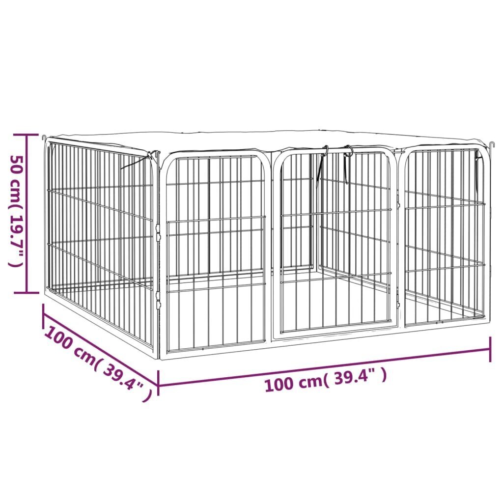 vidaXL Koiranhäkki 4 paneelia musta 100x50 cm jauhemaalattu teräs hinta ja tiedot | Kuljetushäkit ja kuljetuslaatikot | hobbyhall.fi