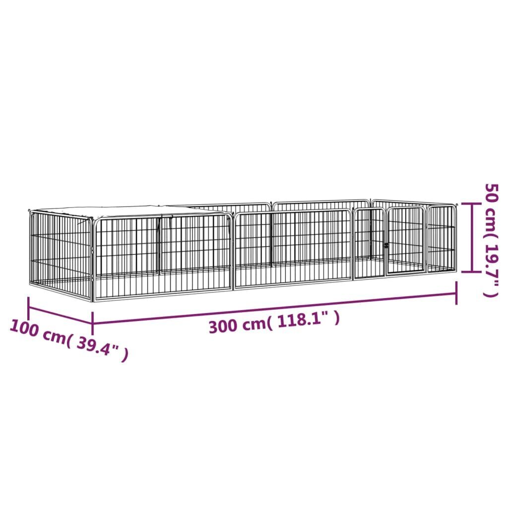 vidaXL Koiranhäkki 8 paneelia musta 100x50 cm jauhemaalattu teräs hinta ja tiedot | Pedit ja pesät | hobbyhall.fi