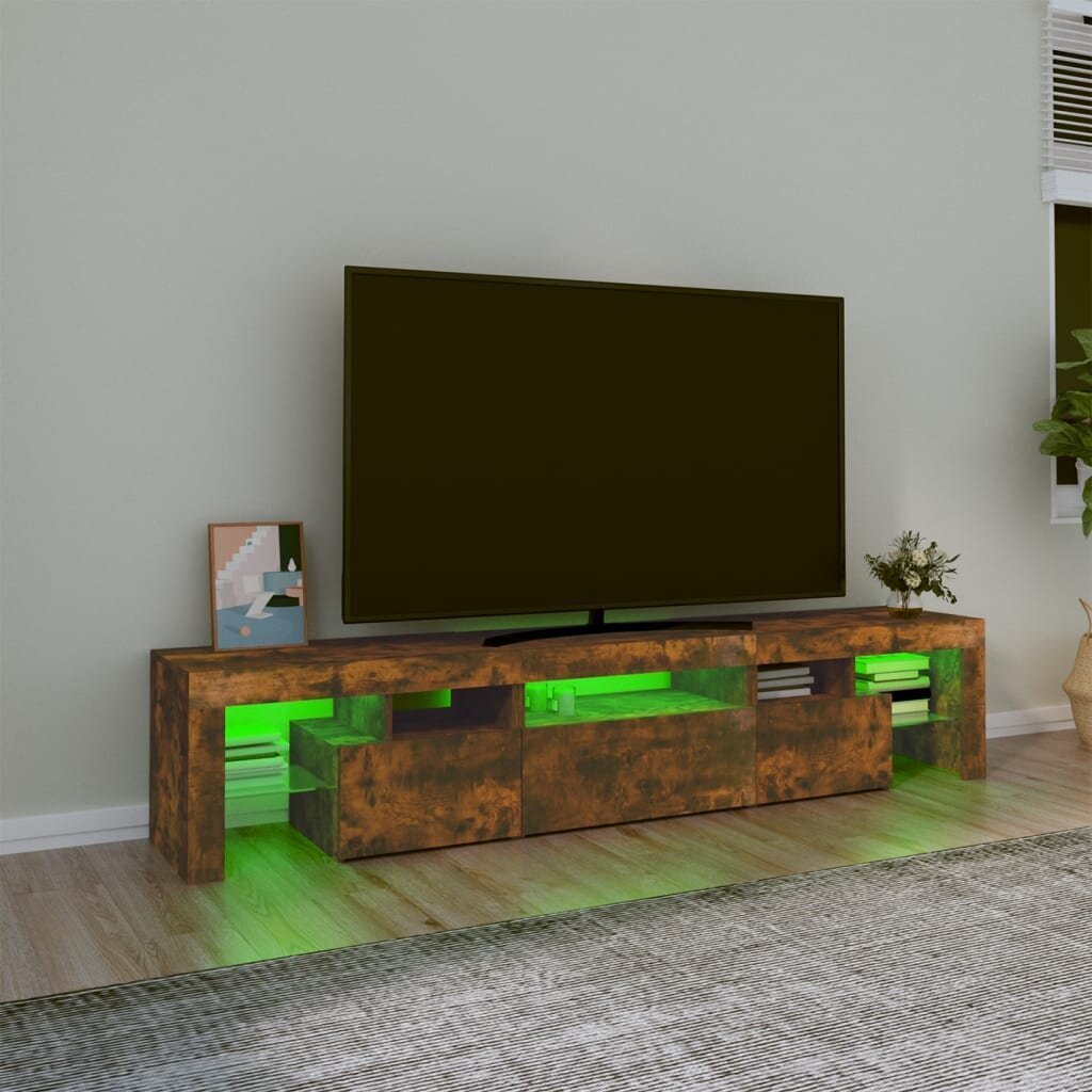 vidaXL TV-taso LED-valoilla savutammi 200x36,5x40 cm hinta ja tiedot | TV-tasot | hobbyhall.fi