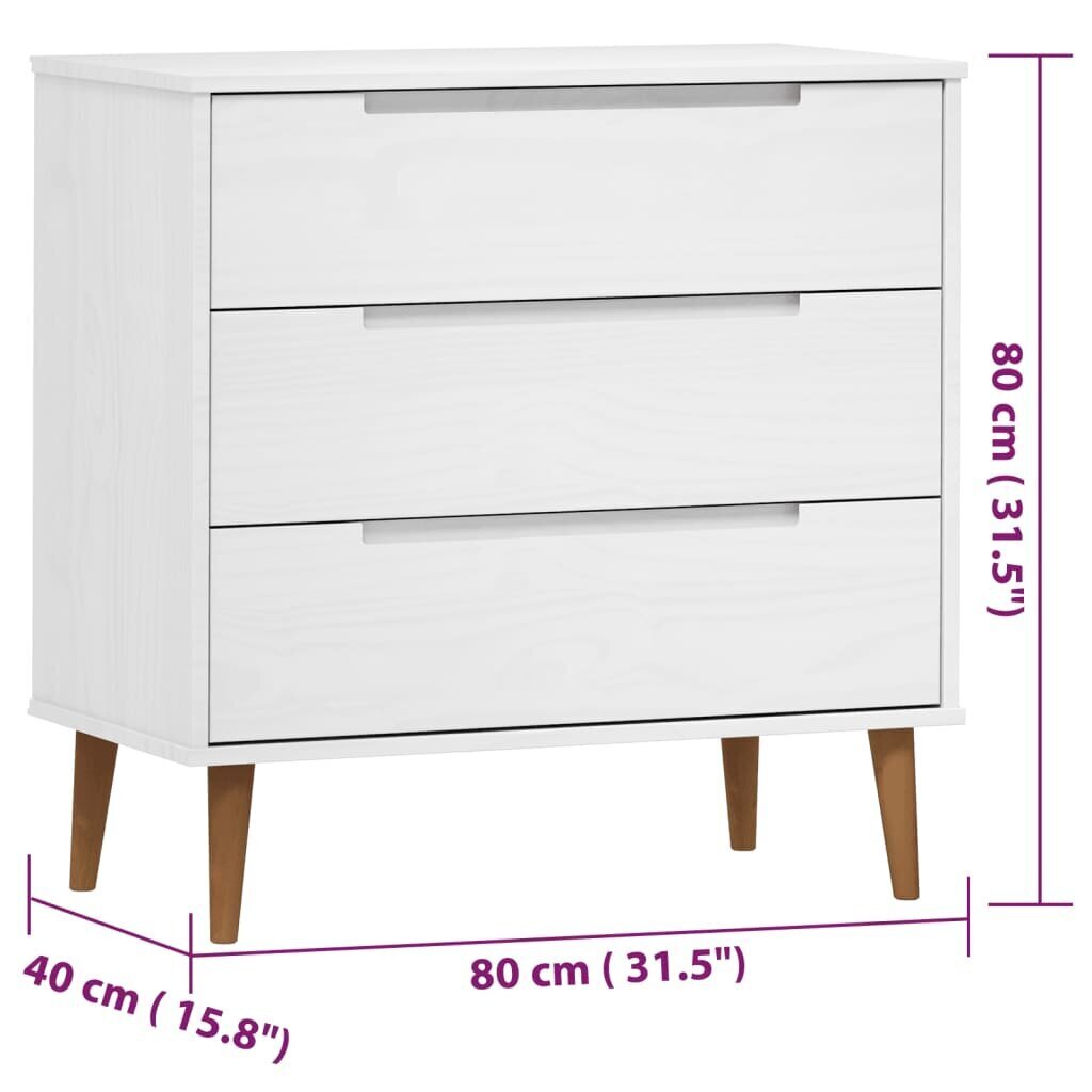 vidaXL Kaappi MOLDE valkoinen 80x40x80 cm täysi mänty hinta ja tiedot | Lipastot | hobbyhall.fi