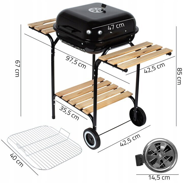 Puuhiiligrilli Fluxar KP116 43 x 40 cm + BBQ hinta ja tiedot | Grillit | hobbyhall.fi